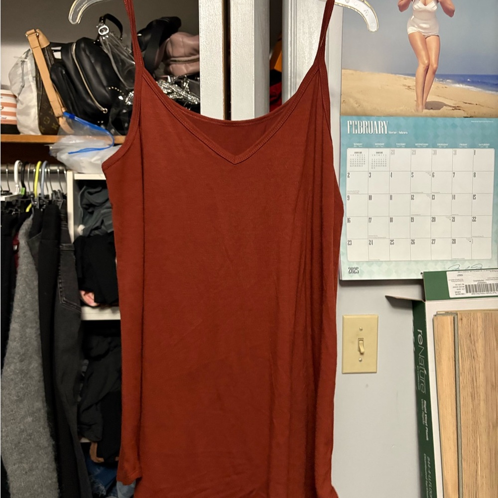 Zenana Outfitters Brown Camisole Relaxed V-Neck